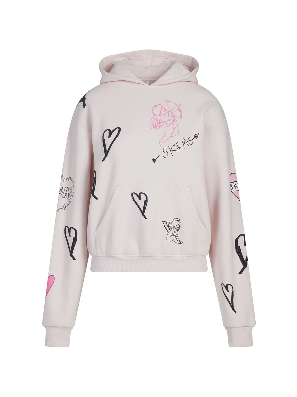 SKIMS BARELY PINK ANGEL SKETCH HOODIE COTTON FLEECE NWT XL - Picture 1 of 5